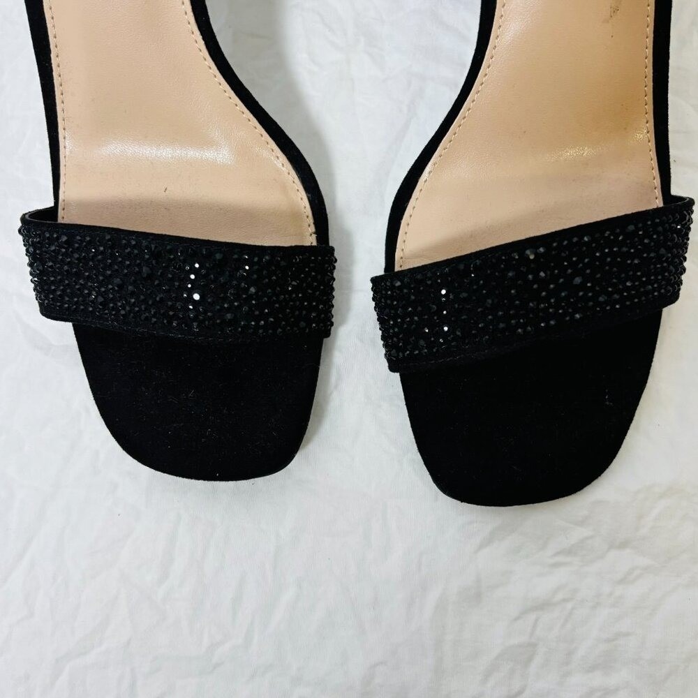 Kelly & Katie Caital Sandals Women 8.5 Black Rhinestone Block Heel Dress Shoes - Picture 5 of 7